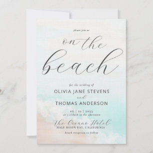 Elegant Tropical Beach Waves All in One Wedding Invitation