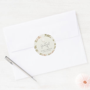 Elegant Tropical Beach Wedding Favour Classic Round Sticker