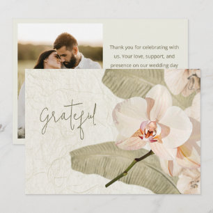 Elegant Tropical Beach Wedding Photo Thank You Card