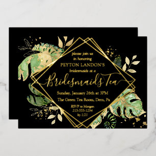 Elegant Tropical Black & Gold Bridesmaid Tea Party