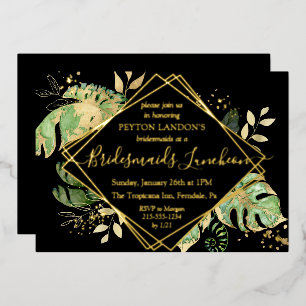 Elegant Tropical Black & Gold Bridesmaids Luncheon