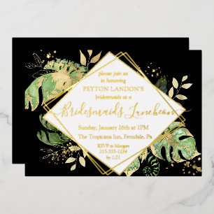 Elegant Tropical Black & Gold Bridesmaids Luncheon