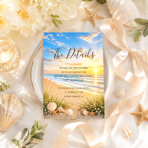 Elegant Tropical Blue Ocean Beach Wedding Details Enclosure Card