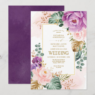 Elegant Tropical Bohemian Floral Greenery Wedding Invitation
