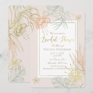 Elegant Tropical Botanical Floral Bridal Shower Invitation