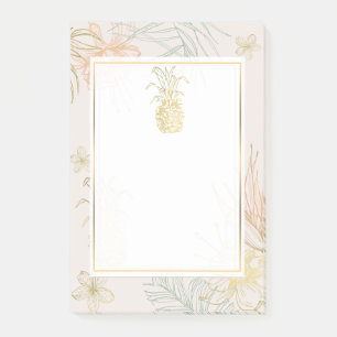 Elegant Tropical Botanical Floral Gold Pineapple Post-it Notes