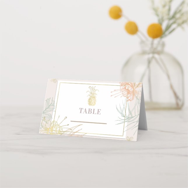 Elegant Tropical Botanical Floral Wedding Table Place Card (Front)