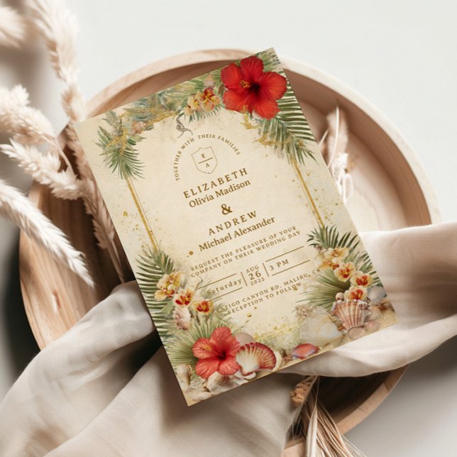 Elegant Tropical Botanical Wedding Invitation (Creator Uploaded)
