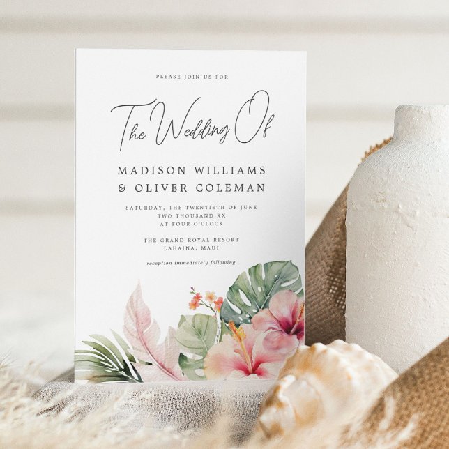 Elegant Tropical Botanicals Floral Wedding Invitation (Creator Uploaded)