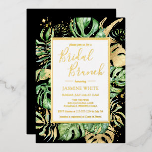 Elegant Tropical Bridal Brunch Shower Black & Gold