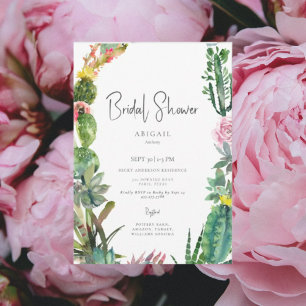 Elegant Tropical Cactus Bridal Shower  Invitation