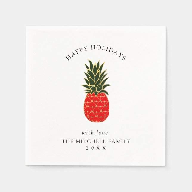 Elegant Tropical Christmas Pineapple Napkin (Front)