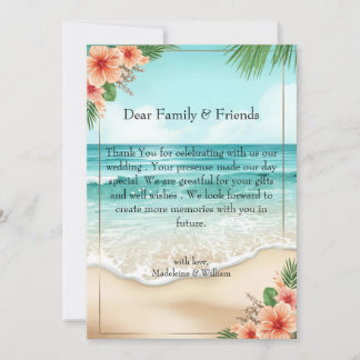 Elegant Tropical Coastal Hawaiian Beach Wedding Thank You Card