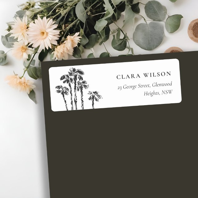 Elegant Tropical Coastal Palm Tree Sketch Address (Creator Uploaded)