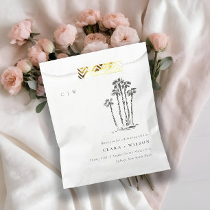 Elegant Tropical Coastal Palm Tree Sketch Wedding Favour Bags