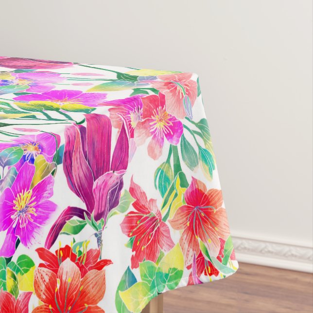 Elegant Tropical Colourful Flowers Tablecloth (In Situ)