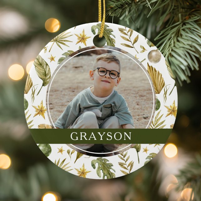 Elegant Tropical Double Sided 2 Photo Ceramic Tree Decoration (Creator Uploaded)