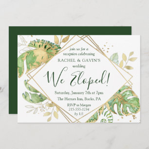 Elegant Tropical Elopement Wedding Reception Invitation