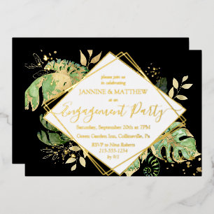 Elegant Tropical Engagement Party Black & Gold