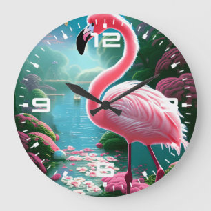 Elegant Tropical Flamingo-70852 Large Clock