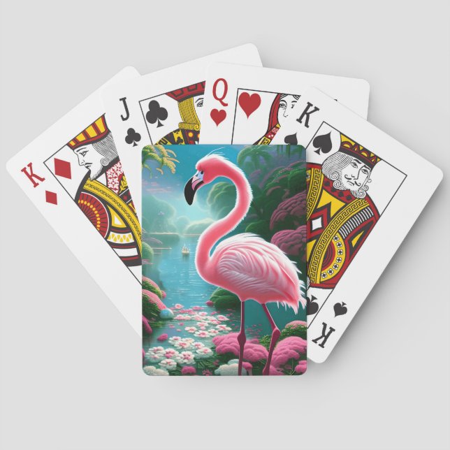 Elegant Tropical Flamingo-70852 Playing Cards (Back)