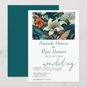 Elegant Tropical Floral Botanical Design Wedding Invitation