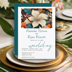 Elegant Tropical Floral Botanical Design Wedding Invitation