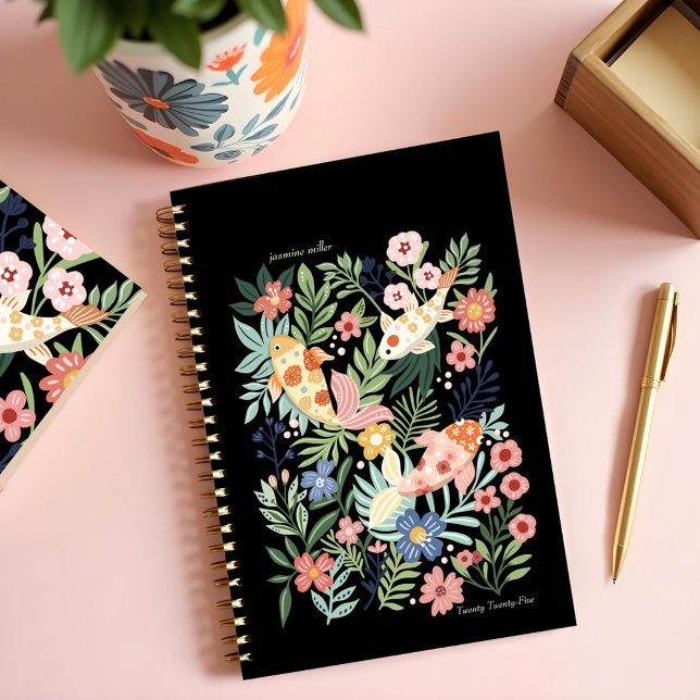 Elegant Tropical Floral Botanical Koi Fish Pond Planner (Elegant Tropical Floral Botanical Koi Fish Pond Planner (Front))