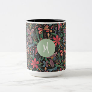 Elegant Tropical Floral & Botanical  Two-Tone Coffee Mug