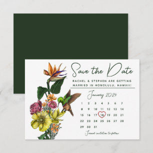 Elegant Tropical Floral Calendar Save the Date