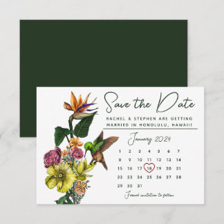 Elegant Tropical Floral Calendar Save the Date
