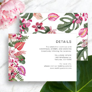 Elegant Tropical Floral Details Enclosure Card