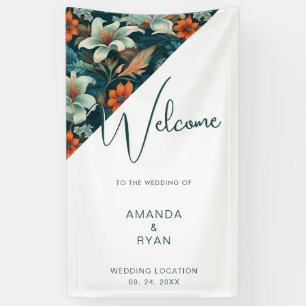 Elegant Tropical Floral Flower Pattern Wedding  Banner
