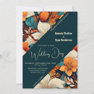 Elegant Tropical Floral Flower Pattern Wedding  Invitation