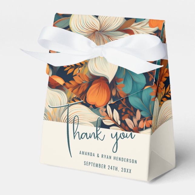 Elegant Tropical Floral Flower Wedding Thank you Favour Box (Front Side)