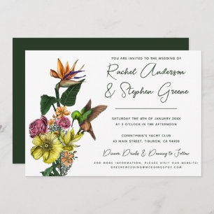 Elegant Tropical Floral Greenery Summer Wedding In Invitation