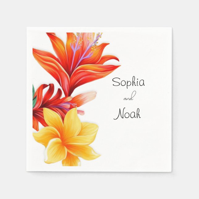 Elegant tropical floral  napkin (Front)