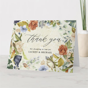 elegant tropical floral photo thank you card