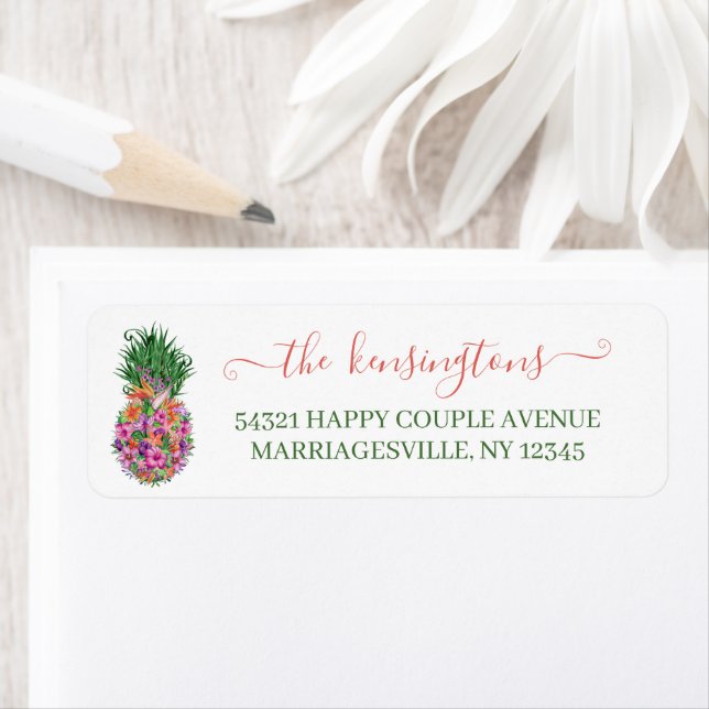 Elegant Tropical Floral Pineapple Label (Insitu)