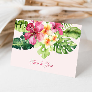 Elegant Tropical Floral Pink Thank You Card