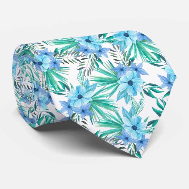 elegant tropical floral tiled pattern  tie (Rolled)