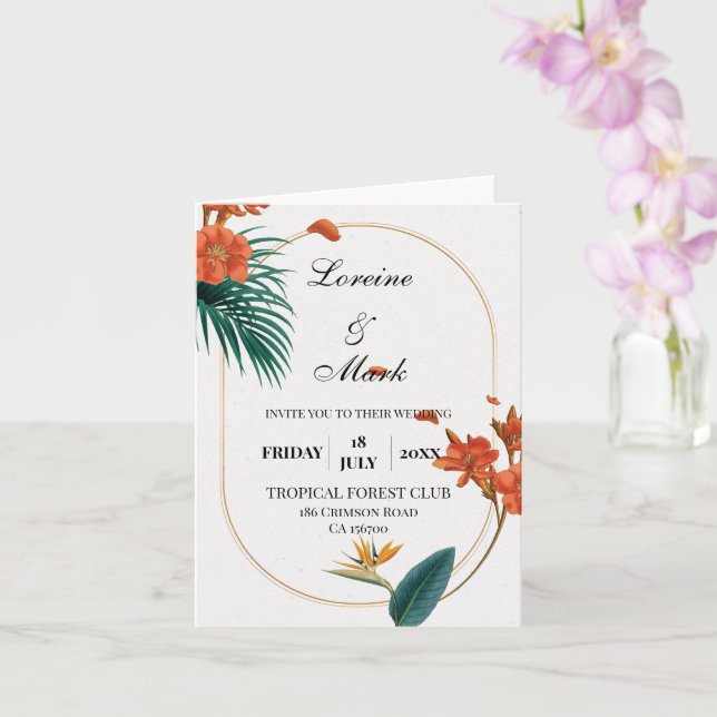 Elegant Tropical Floral Wedding Card (Orchid)