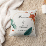 Elegant Tropical Floral Wedding Cushion<br><div class="desc">The design features a beautiful and vibrant tropical floral design that exudes elegance and sophistication. The lush greenery and vibrant flowers are a perfect representation of the beauty and charm of a tropical wedding. The elegant typography and sleek layout complement the tropical floral design, creating a cohesive and visually appealing...</div>
