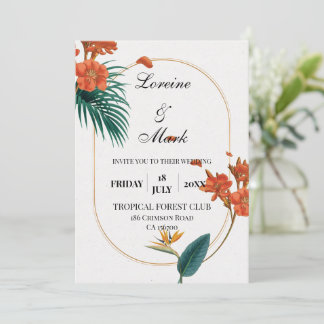 Elegant Tropical Floral Wedding Invitation