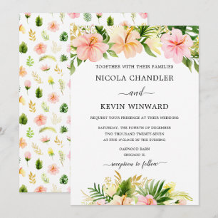 Elegant Tropical Floral Wedding Invitation