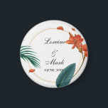 Elegant Tropical Floral Wedding Magnet<br><div class="desc">The design features a beautiful and vibrant tropical floral design that exudes elegance and sophistication. The lush greenery and vibrant flowers are a perfect representation of the beauty and charm of a tropical wedding. The elegant typography and sleek layout complement the tropical floral design, creating a cohesive and visually appealing...</div>