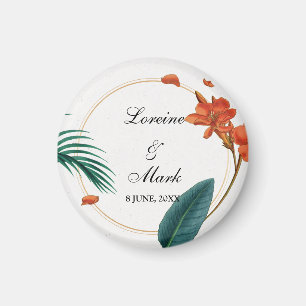 Elegant Tropical Floral Wedding Magnet