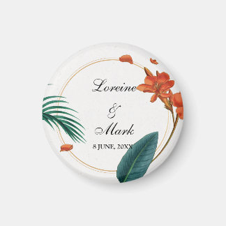 Elegant Tropical Floral Wedding Magnet