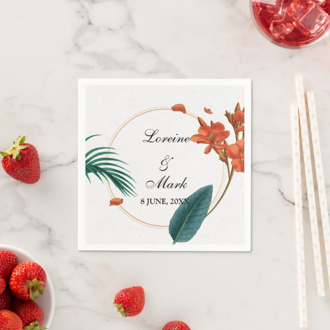 Elegant Tropical Floral Wedding Napkin (Insitu)