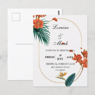 Elegant Tropical Floral Wedding Postcard